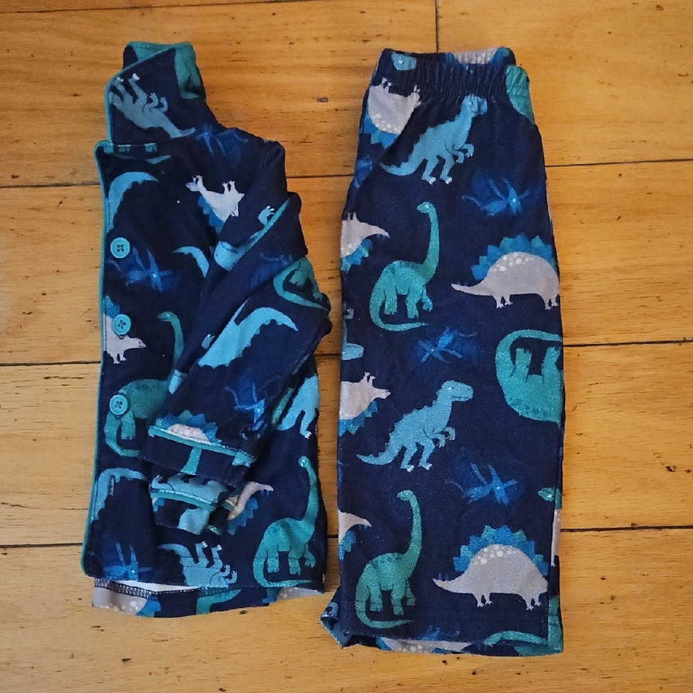 Dinosaur Print Kids Pajamas - Blue and Green